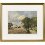 LANDSCAPE WITH CATTLE, AN OIL BY OWEN WATERS