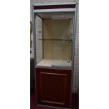 A PAIR OF MODERN GLAZED UPRIGHT SQUARE SHOP DISPLAY CABINETS