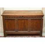 AN 19TH CENTURY OAK COFFER OR CHEST