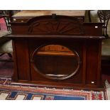 AN EDWARDIAN MAHOGANY OVERMANTEL OR CHIFFONIER BACK,