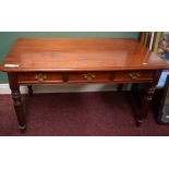 A RECTANGULAR MAHOGANY SIDE OR DRESSING TABLE