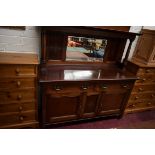 AN INLAID MAHOGANY MIRROR BACK SIDEBOARD