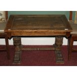 A SMALL REFECTORY STYLE OAK OCCASIONAL TABLE