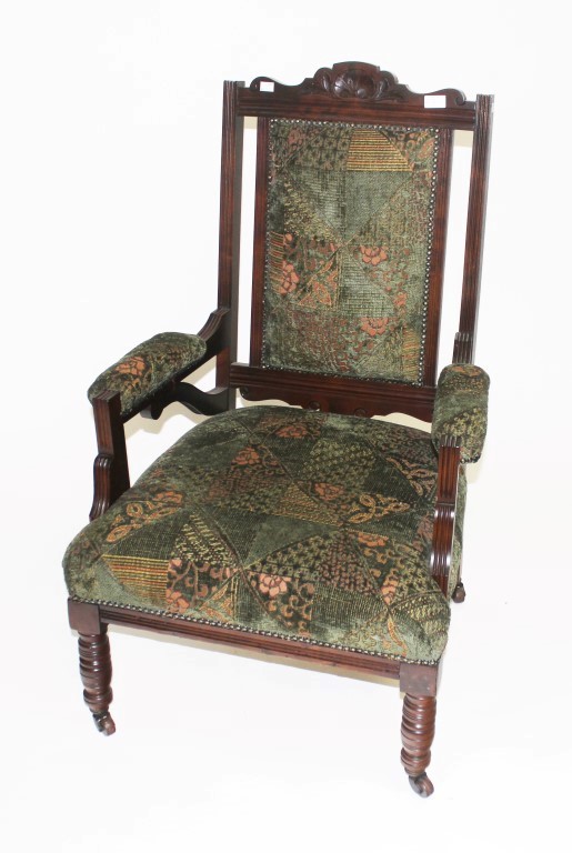 AN EDWARDIAN STYLE MAHOGANY ARMCHAIR