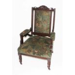 AN EDWARDIAN STYLE MAHOGANY ARMCHAIR