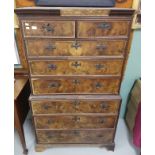 AN EARLY EIGHTEENTH CENTURY WALNUT CHEST ON CHEST,