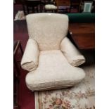 A MODERN VICTORIAN STYLE MAHOGANY EASY ARMCHAIR