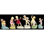 SIX ROYAL WORCESTER FIGURES OF CHILDREN AS MONTHS OF THE YEAR, MODELLED BY F. G. DOUGHTY, 16CM H AND