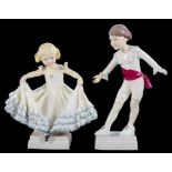 A PAIR OF ROYAL WORCESTER FIGURES OF MASQUERADE BOY AND MASQUERADE GIRL, MODELLED BY F. G.