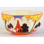 CLARICE CLIFF. A WEDGWOOD CLARICE CLIFF CENTENARY COLLECTION OCTAGONAL BOWL, 20CM W, GILT PRINTED