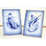 A PAIR OF ROYAL DOULTON 'BLUE CHILDREN' MENU STANDS, 14.5CM H, PRINTED MARK, ONE DAMAGED