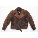 A MEN'S BROWN LEATHER JACKET, EXTRA LARGE