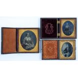 VICTORIAN PHOTOGRAPHS. THREE WET COLLODION, POSITIVE OR AMBROTYPES, ONE IN THERMO PLASTIC UNION