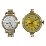 TWO 9CT GOLD LADY'S WRISTWATCHES