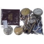 SEVEN VARIOUS LEVER OR KEYLESS LEVER WATCHES, LATE 19TH AND EARLY 20TH C, A SILVER ALBERT AND FOB OF