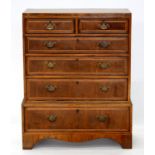 A VICTORIAN MAHOGANY AND LINE INLAID CHEST ON STAND, 110 X 88CM