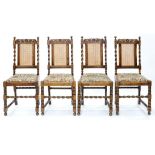 A SET OF FOUR VICTORIAN CARVED OAK DINING CHAIRS, C1930