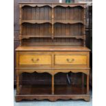 AN OAK DRESSER WITH RACK, 163 X 122CM