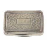 A GEORGE IV SILVER VINAIGRETTE WITH FOLIATE ENGRAVED GRILLE, 3.5CM W, BY LAWRENCE & CO, BIRMINGHAM