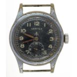 A VERTEX STAINLESS STEEL MILITARY ISSUE WRISTWATCH, MARKED WWW (BROAD ARROW) A4221