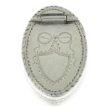 A GEORGE III OVAL SILVER NEOCLASSICAL ENGRAVED PILL BOX, 3CM W, BY SAMUEL PEMBERTON, BIRMINGHAM