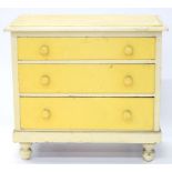 A VICTORIAN PAINTED PINE CHEST OF DRAWERS, 85 X 94 X 49CM