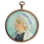 ROSA HOPE - PORTRAIT MINIATURE OF A LADY, SIGNED AND DATED 1928, IVORY, 14CM D, GILTMETAL FRAME