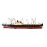 SHIP MODEL. A PAINTED WOOD MODEL OF THE BRITISH FREIGHTER "PHILOSOPHER" WITH CONSIDERABLE DECK