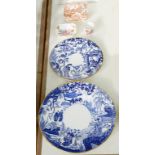 TWO GRADUATED ROYAL CROWN DERBY BLUE PRINTED MIKADO PATTERN PLATES, 21 AND 26.5CM D, A ROYAL CROWN