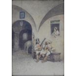 M. ROBERTI, THE MESSENGER; A CELLAR MAID, (2), BOTH SIGNED, WATERCOLOUR, 19 X 27CM AND SMALLER