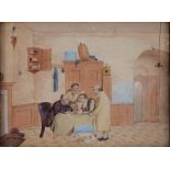 BRITISH SCHOOL, EARLY 19TH C, RENT DAY, WATERCOLOUR, 10.5 X 14CM