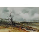 DEL VECCHRO, STREAM IN AUTUMN; MOORLAND LANDSCAPE, A PAIR, BOTH SIGNED, WATERCOLOUR, 35.5 X 54CM