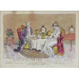 TWO 19TH C HAND COLOURED AND ETCHED CARICATURES, BONEY AND HIS NEW WIFE AND FAIR DAY OR THE