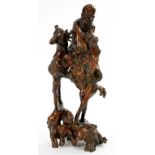 A CHINESE ROOTWOOD CARVING OF AN IMMORTAL, 37CM H, 19TH / 20TH C