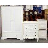 A FIVE PIECE MODERN WHITE BEDROOM SUITE, WARDROBE 19CM H X 62 X 124CM