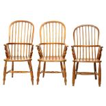 ONE AND A PAIR OF VICTORIAN ASH WINDSOR CHAIRS