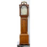 A VICTORIAN OAK AND INLAID MAHOGANY EIGHT DAY LONGCASE CLOCK, THE PAINTED DIAL INSCRIBED T. CLARK