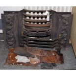 TWO VICTORIAN CAST IRON REGISTER GRATE FRONTS, 90 AND 87CM W