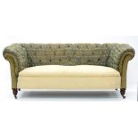 A VICTORIAN MAHOGANY CHESTERFIELD SOFA, 210CM W