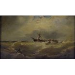 EDWIN HAYES, A SHIPWRECK, SIGNED AND DATED 1867, OIL ON BOARD, 14.5 X 24.5CM