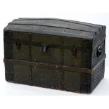 A LATE 19TH C CABIN TRUNK WITH DOMED TOP, 82CM W