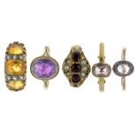 FIVE GOLD RINGS, VARIOUSLY GEM SET, 11.8G