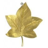 A DIAMOND PENDANT DESIGNED AS A LEAF, IN 18CT GOLD, 6G