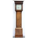 AN OAK LONGCASE CLOCK, WITH PAINTED DIAL, 207CM H