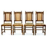 A SET OF FOUR VICTORIAN CARVED OAK DINING CHAIRS, C1930