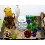 MISCELLANEOUS DECORATIVE, MAINLY COLOURED, GLASSWARE, LATE 19TH C AND LATER