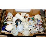 MISCELLANEOUS VICTORIAN AND LATER DECORATIVE CERAMICS, TO INCLUDE THREE ROYAL WORCESTER GLAZED COS