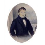 ENGLISH SCHOOL, EARLY 19TH C, PORTRAIT MINIATURE OF A GENTLEMAN, BUST LENGTH IN BLACK,