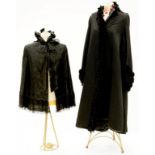 LATE 19TH AND EARLY 20TH DRESS, INCLUDING A BLACK OVER COAT AND BLOUSE, GLOVES AND CHILDREN'S