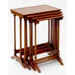 A SET OF EARLY 20TH C INLAID MAHOGANY QUARTETTO TABLES, 69CM H, EARLY 20TH C